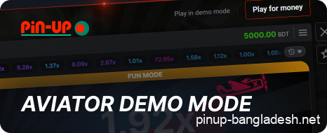 Demo version of Aviator game on Pin Up website