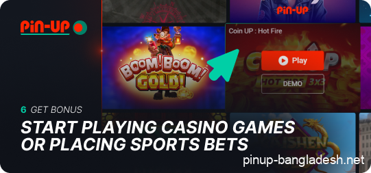 Start playing at the casino or betting to win back the Pin Up bonus