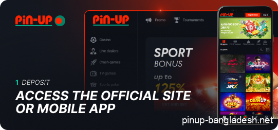 Go to the Pin Up website or mobile app