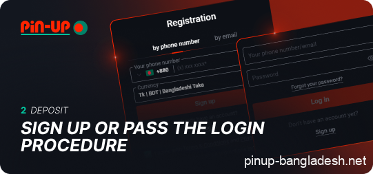 Register or log in to Pin Up
