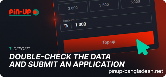 Recheck the data and complete the Pin Up transaction