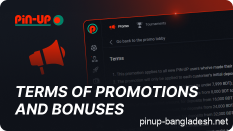 Terms and conditions for using promotions and bonuses Pin Up